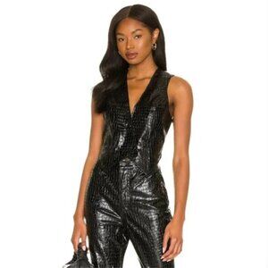 AFRM Lilet Vest in Black Croc Pleather - Size S - NWT